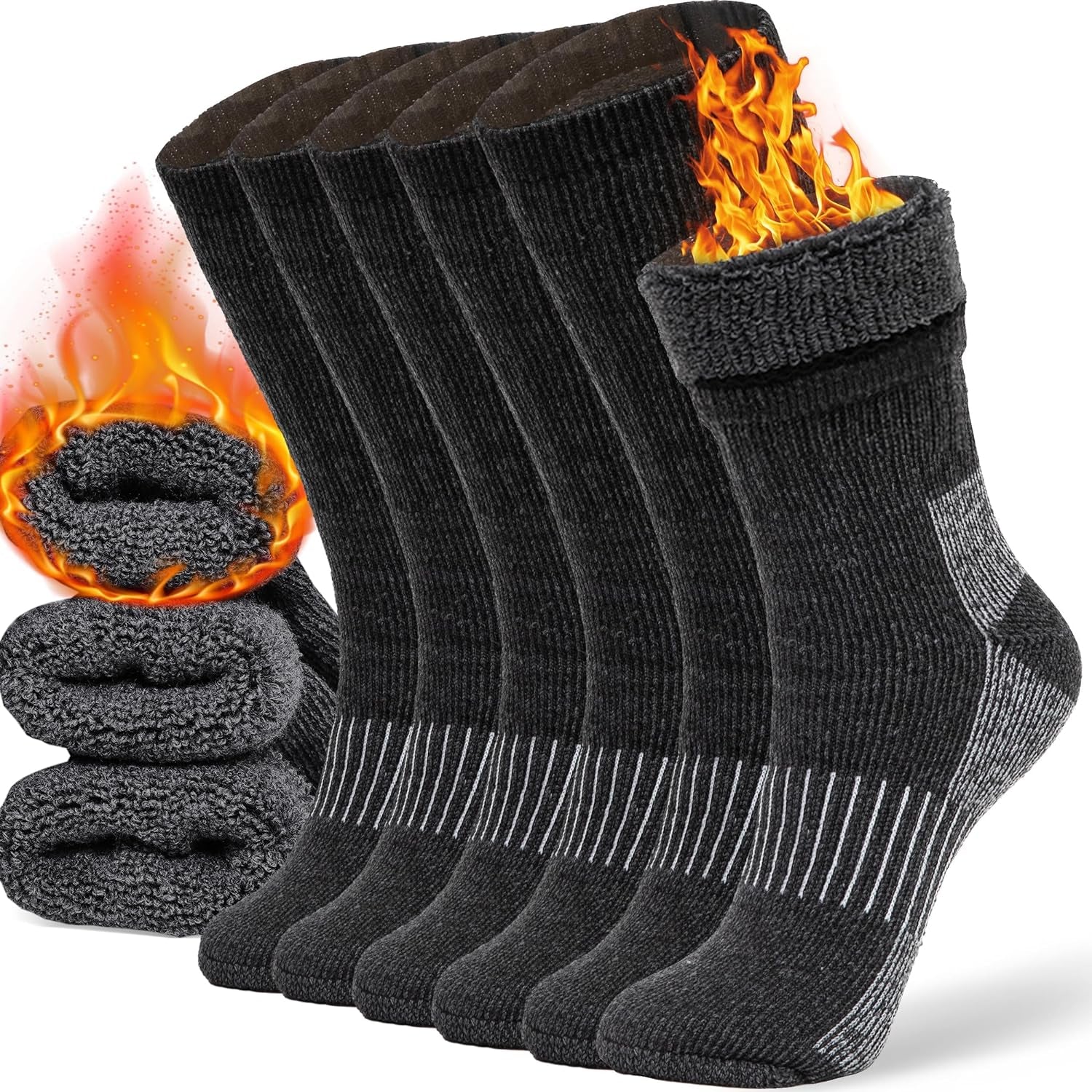 Merino Wool Socks Casual Warm Socks for Winter Cozy Boot Socks for Men &amp; Women